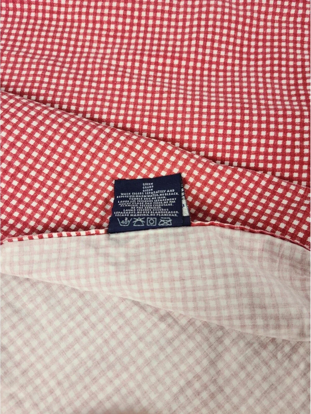 Vintage Ralph Lauren Red Gingham Queen Size Flat Sheet